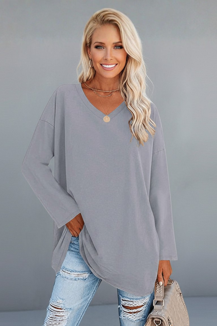 Hattie — V-Neck Long-Sleeve Top