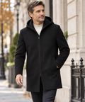 Men's Wool Blend Hooded Coat — Detachable Down Liner Overcoat