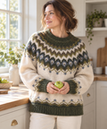 Women's Fair Isle Sweater — Oversized Nordic Knit Turtleneck