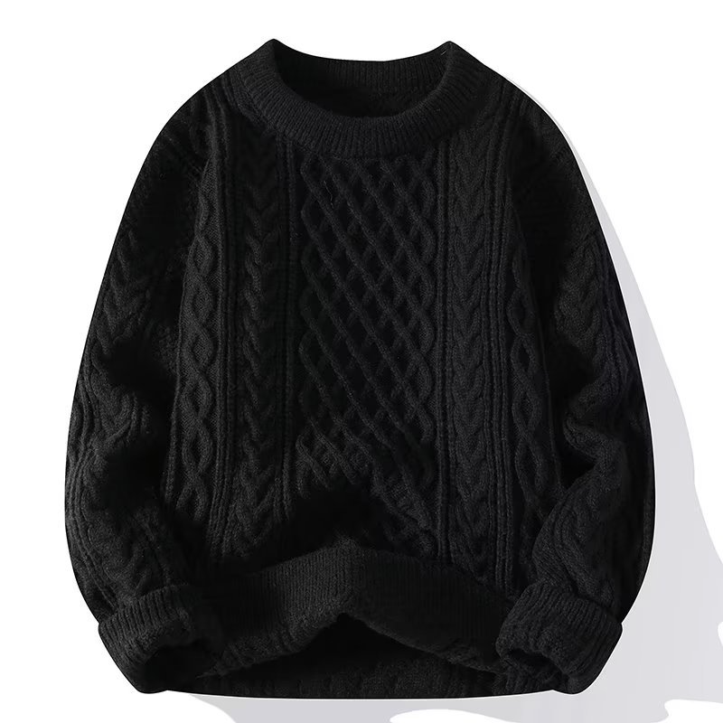 Women's Fisherman Cable-Knit Sweater in Black