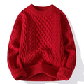 Women's Fisherman Cable-Knit Sweater in Red
