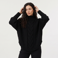 Women's Chunky Cable Knit Turtleneck Sweater — Skye