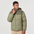 Men's Corduroy-Trim Hooded Puffer Jacket in Green
