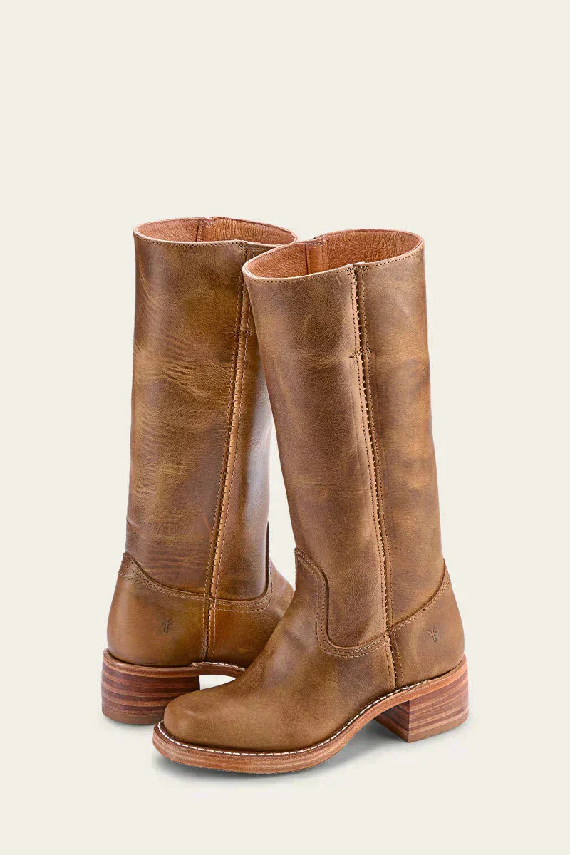 Women's Cushioned Mid-Calf Block-Heel Boots in Brown