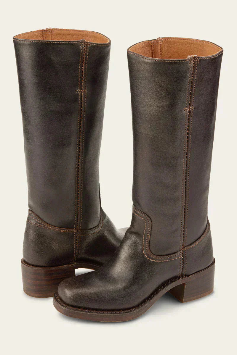 Women's Cushioned Mid-Calf Block-Heel Boots in Brown
