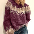 Women's Chunky Mohair Sweater in Bordeaux