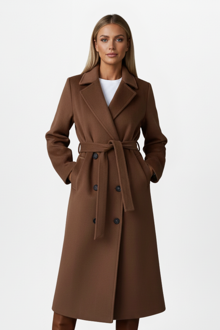 Genevieve — Double-Breasted Belted Coat