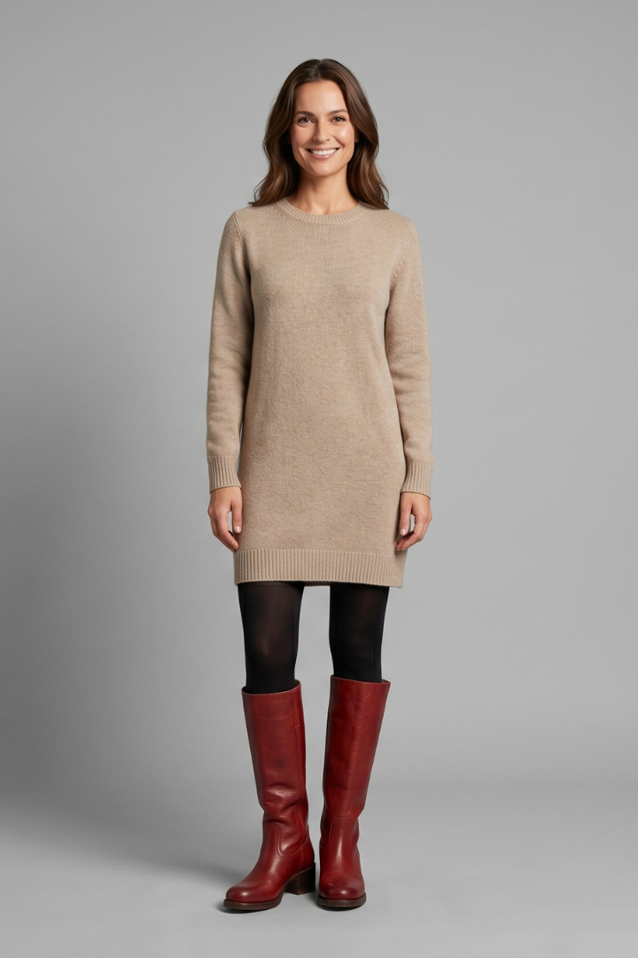 Women's Cushioned Mid-Calf Low-Heel Boots in Red