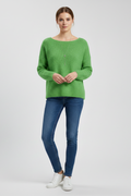 Women's Brushed Wide-Neck Sweater in Green