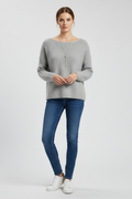Women's Brushed Wide-Neck Sweater in Gray