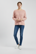Women's Brushed Wide-Neck Sweater in Pink