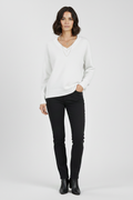Women's V-Neck Pullover Sweater in White