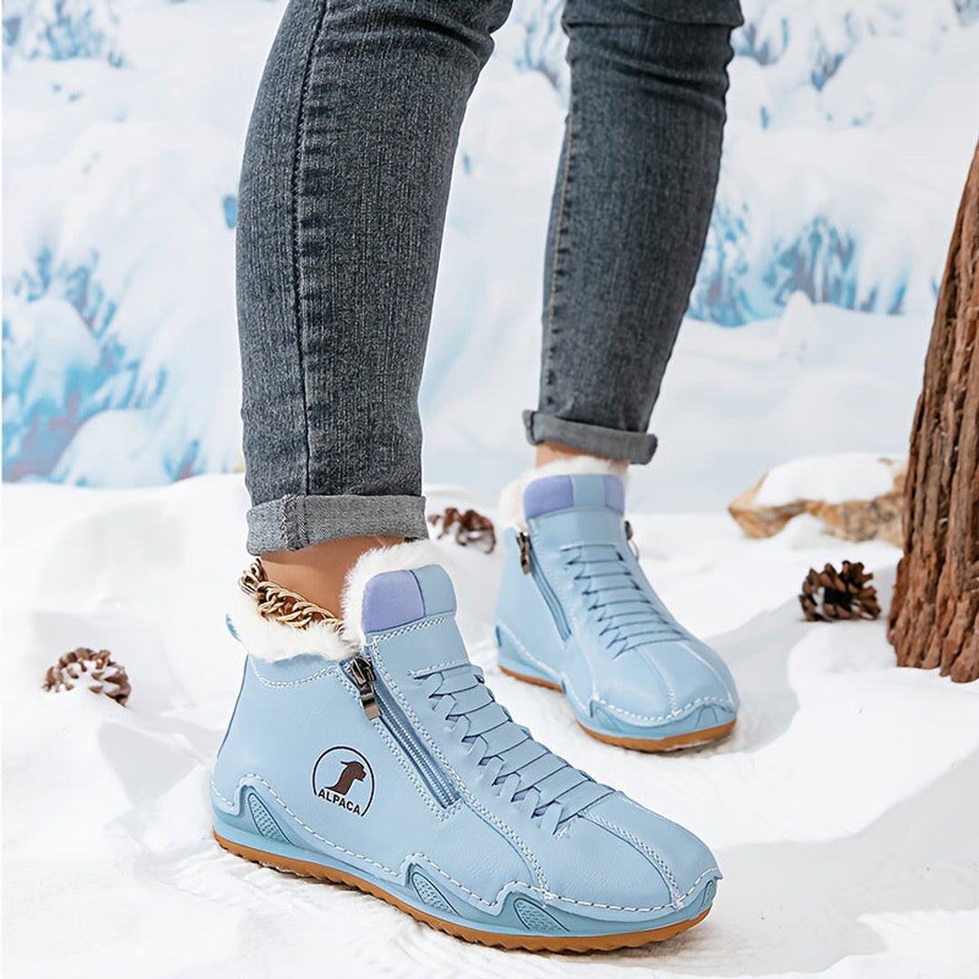 Women's Wide-Fit Faux-Fur Lined Winter Ankle Boots in White