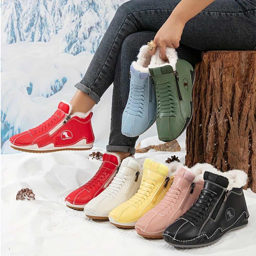 Women's Wide-Fit Faux-Fur Lined Winter Ankle Boots in White