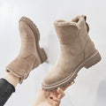 Grace — Women's Cushioned Fleece-Lined Suede Slip-On Chunky Ankle Boots