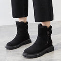 Grace — Women's Cushioned Fleece-Lined Suede Slip-On Chunky Ankle Boots