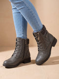 Anouk — Women's Cushioned Faux-Leather Lace-Up Ankle Boots