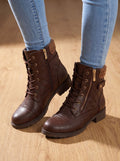 Anouk — Women's Cushioned Faux-Leather Lace-Up Ankle Boots